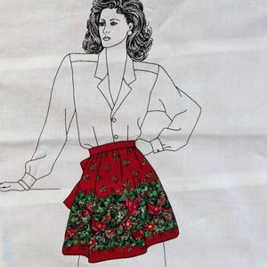 Vintage Christmas Apron Cut & Sew Fabric Panel, Cranston VIP Cardinals & Holly